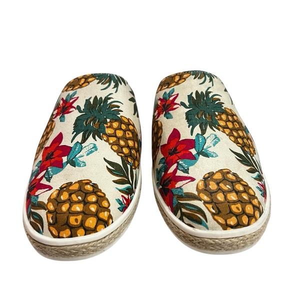 Aerosoles A2 10.5 Have Fun Pineapple Canvas Slip On Boho Comfort Mule Flats - Picture 5 of 12